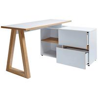 BIURKO NAROŻNE CLUB C 145 - kolor dębowy/biały, Design, materiał drewnopochodny (140/110/76cm)