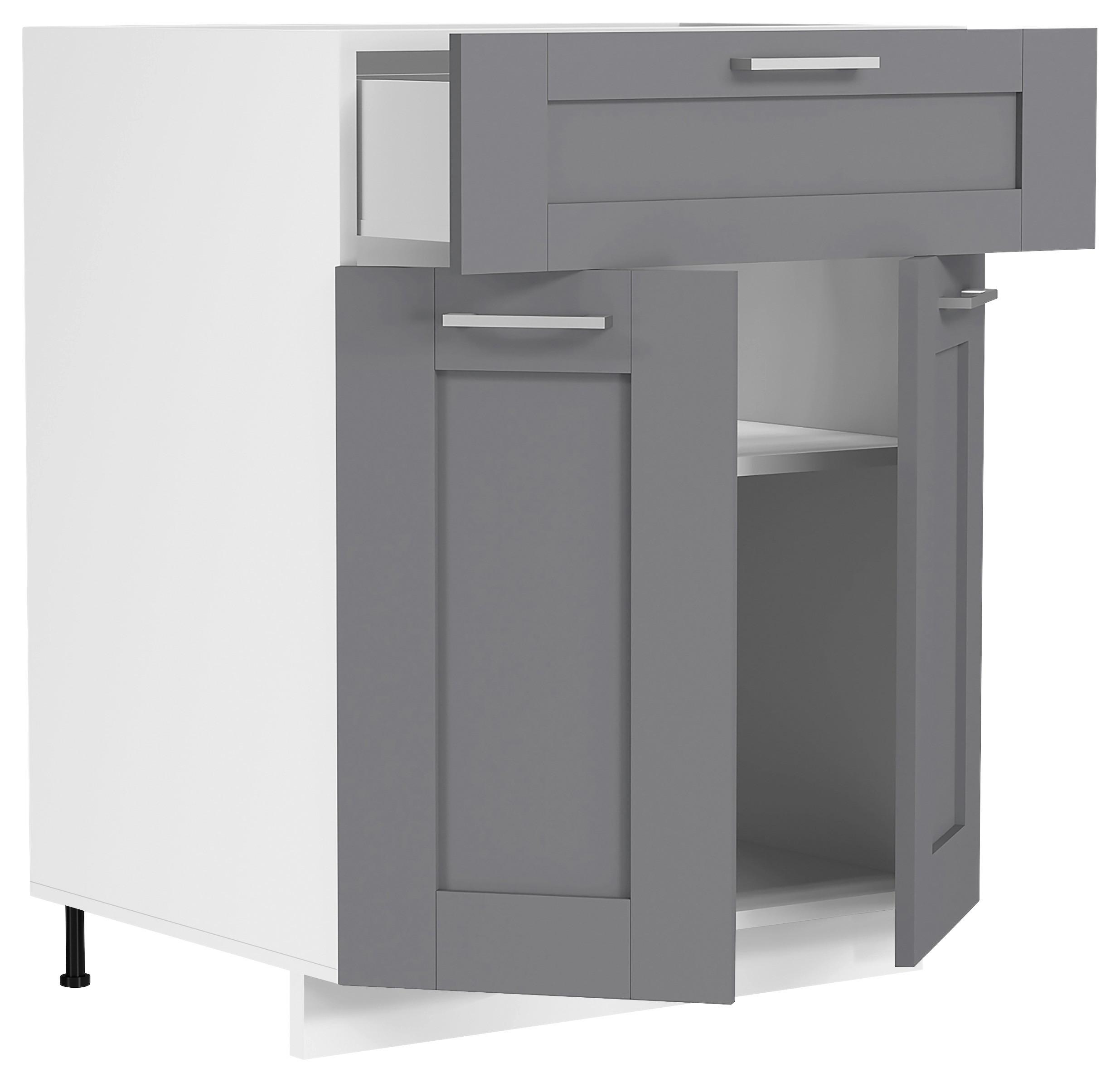 KÜCHENUNTERSCHRANK COLURA - Weiss/Anthrazit, Trend, Holzwerkstoff/Kunststoff (60/82/46cm) - MID.YOU