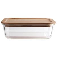 Frischhaltedose Annegret ca. 700ml - Klar/Transparent, Glas/Holz (19,7/14,6/6,6cm) - Zandiara