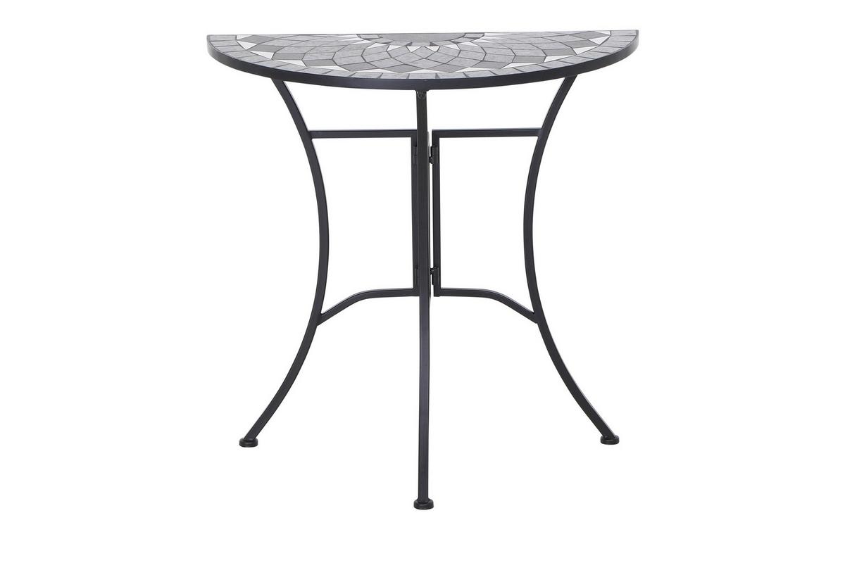 Gartentisch Mosaik ca. 35,5x70x71 cm klappbar - Schwarz, KONVENTIONELL, Keramik/Metall (35,5/70/71cm) - Siena Garden