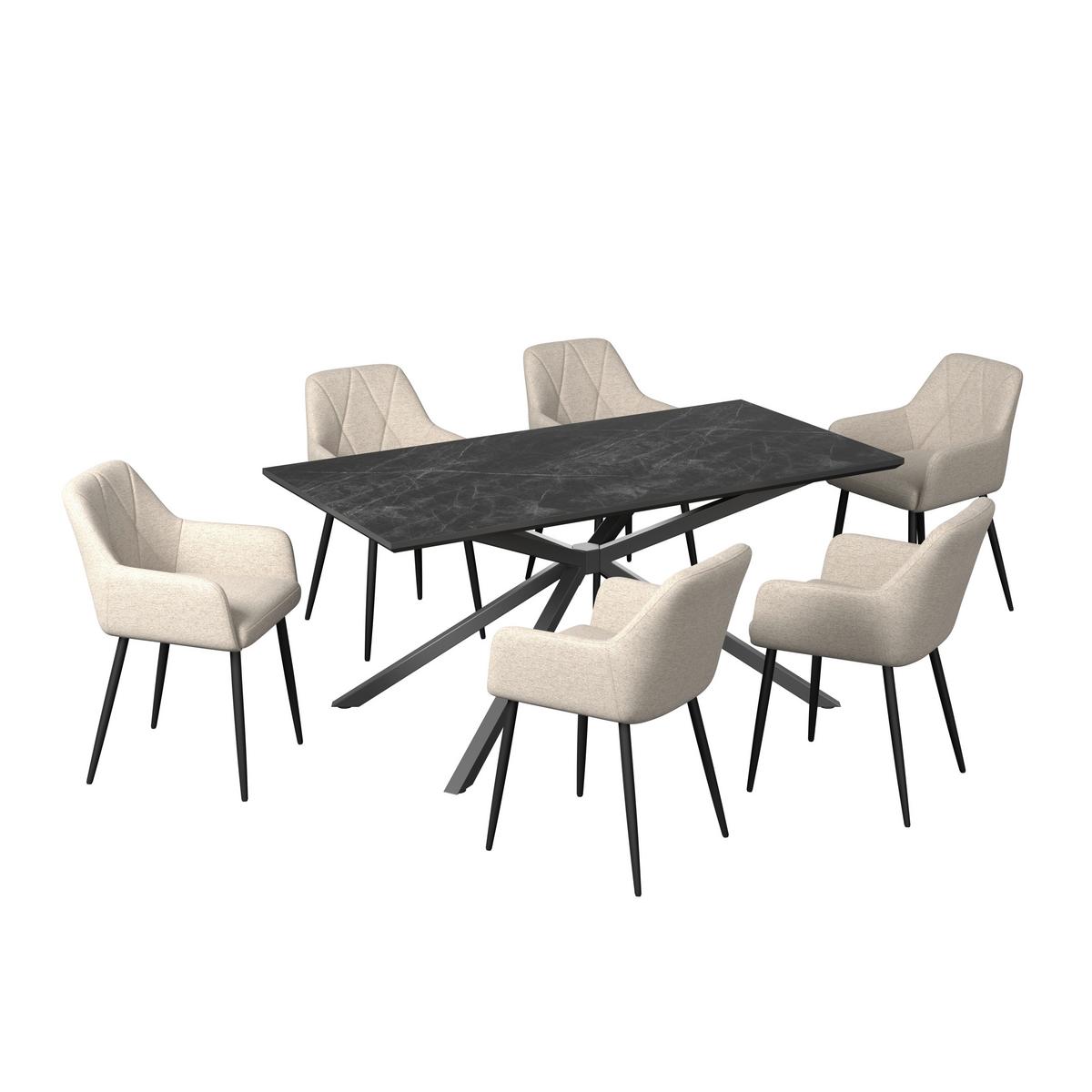 Jedilna Miza James, Temno Siva, 180x90 - temno siva/črna, Trend, kovina/leseni material (180/76/90cm)