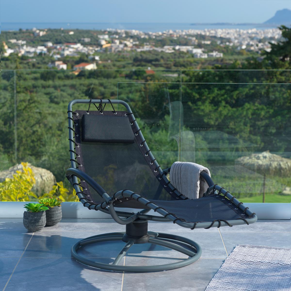 Relaxliege Eleni in Schwarz - Schwarz, Modern, Textil/Metall (168/77/85cm) - Modern Living