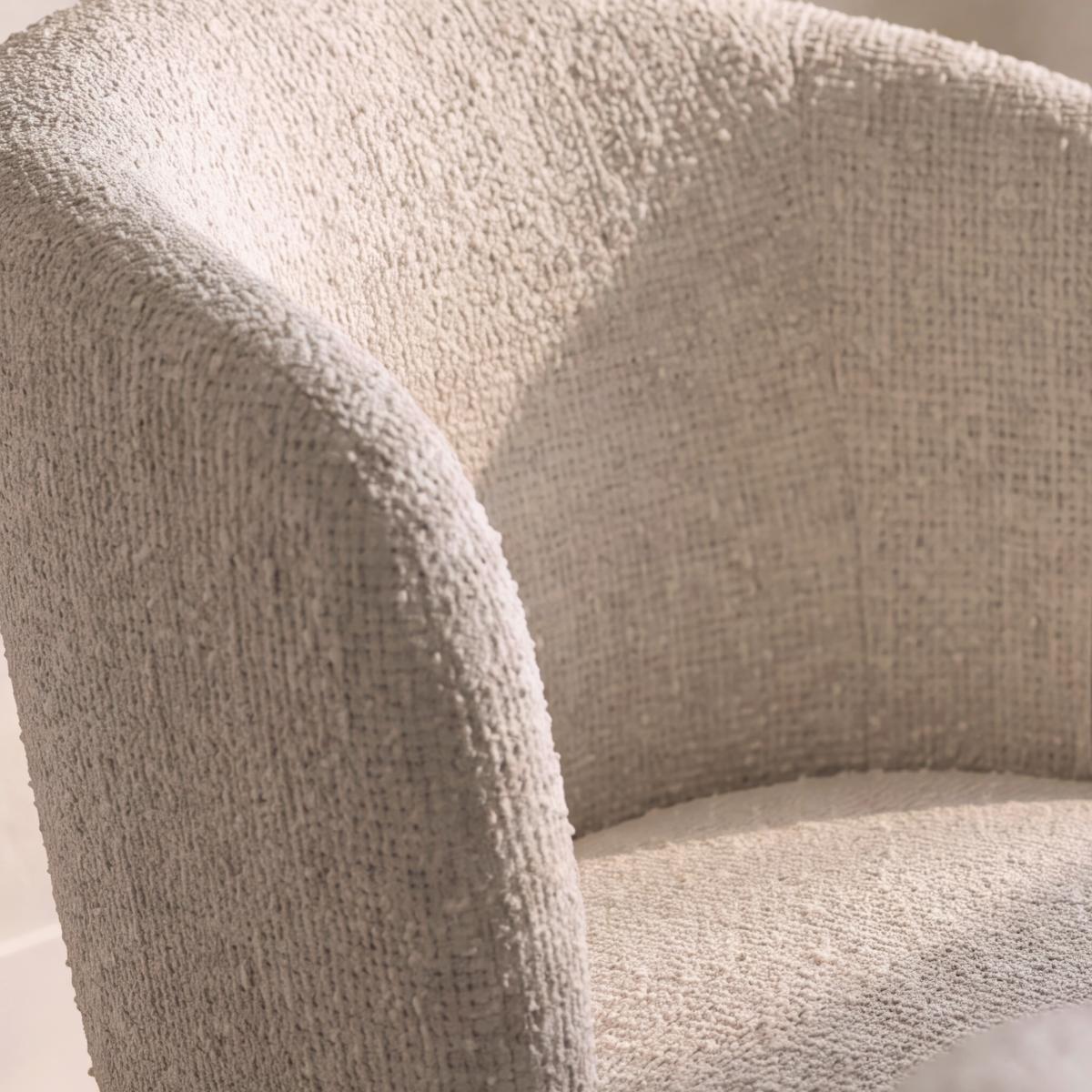 Armlehnstuhl Maylea Creme Webstoff Gepolstert - Creme, MODERN, Holz/Textil (61/60,5/81cm) - Bessagi Home
