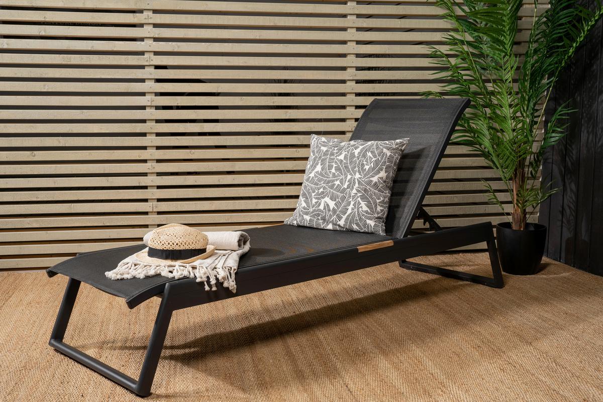Sonnenliege Mexico ca. 60x35x200 Schwarz - Schwarz, KONVENTIONELL, Metall (60/35/200cm) - Gardenson