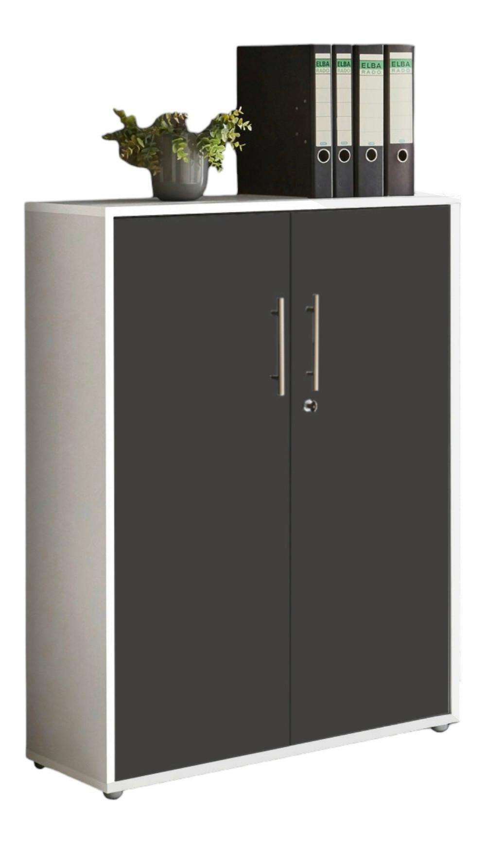 AKTENSCHRANK OFFICE EDITION - Anthrazit/Weiß, MODERN, Holzwerkstoff (84,4/113,6/33cm) - MID.YOU