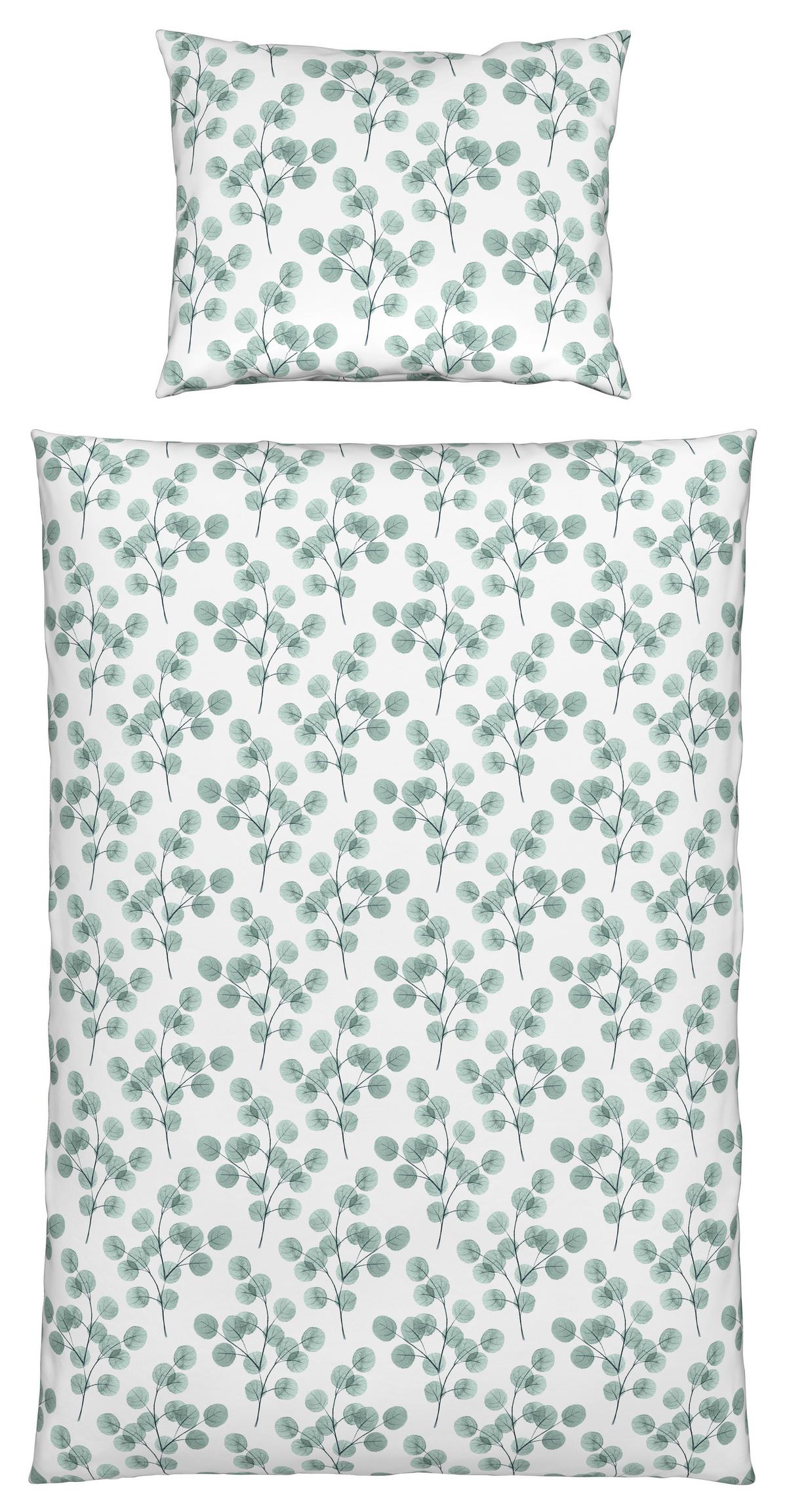 Bettwäsche Bio-Anna Design Weiß/Jadegrün ca. 140x200cm - Jadegrün/Weiß, Natur, Textil (140/200cm) - ecoTree