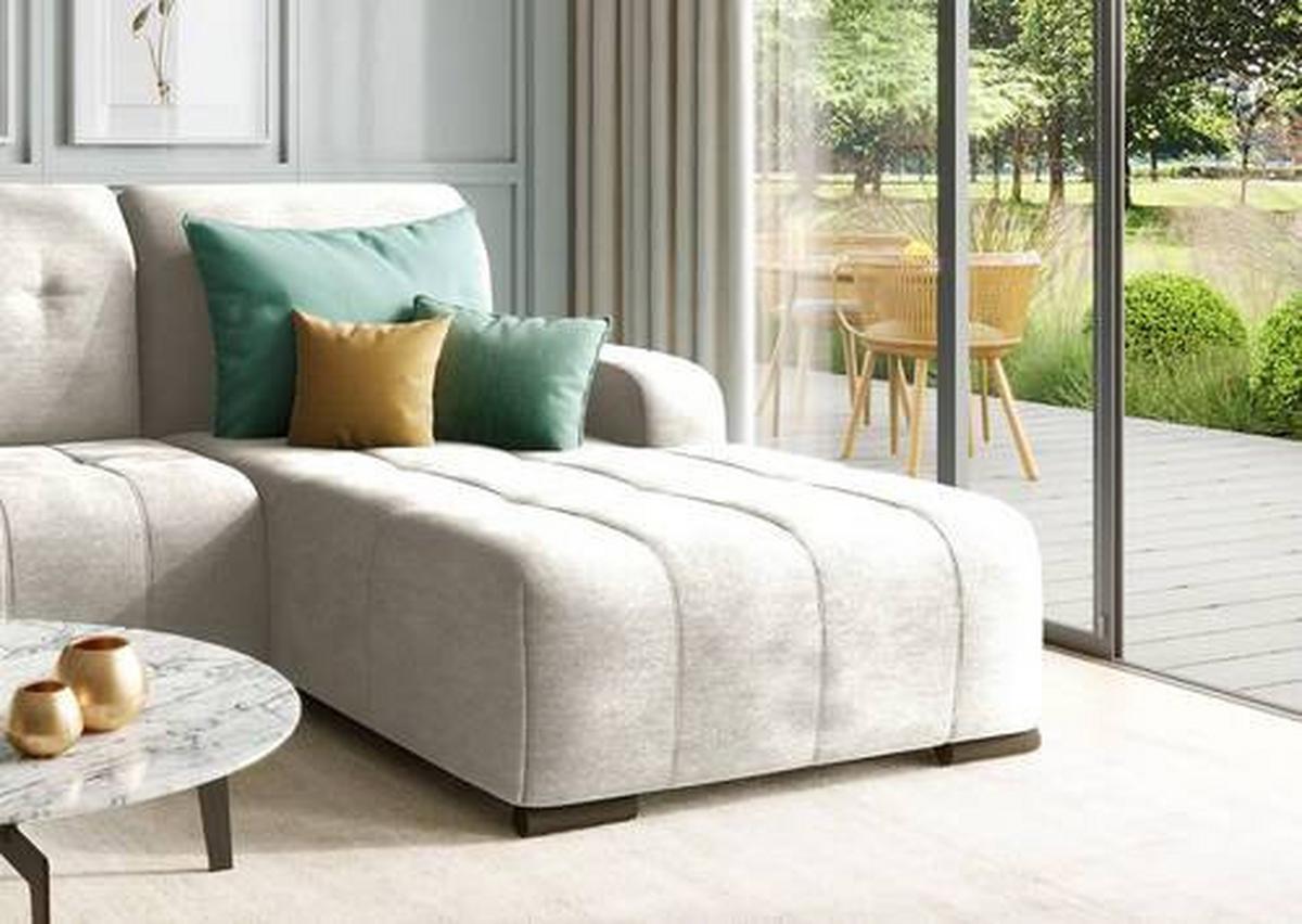 Wohnlandschaft Vicari Beige Mikrofaser - Beige/Schwarz, MODERN, Textil/Metall (185/292cm) - Livetastic