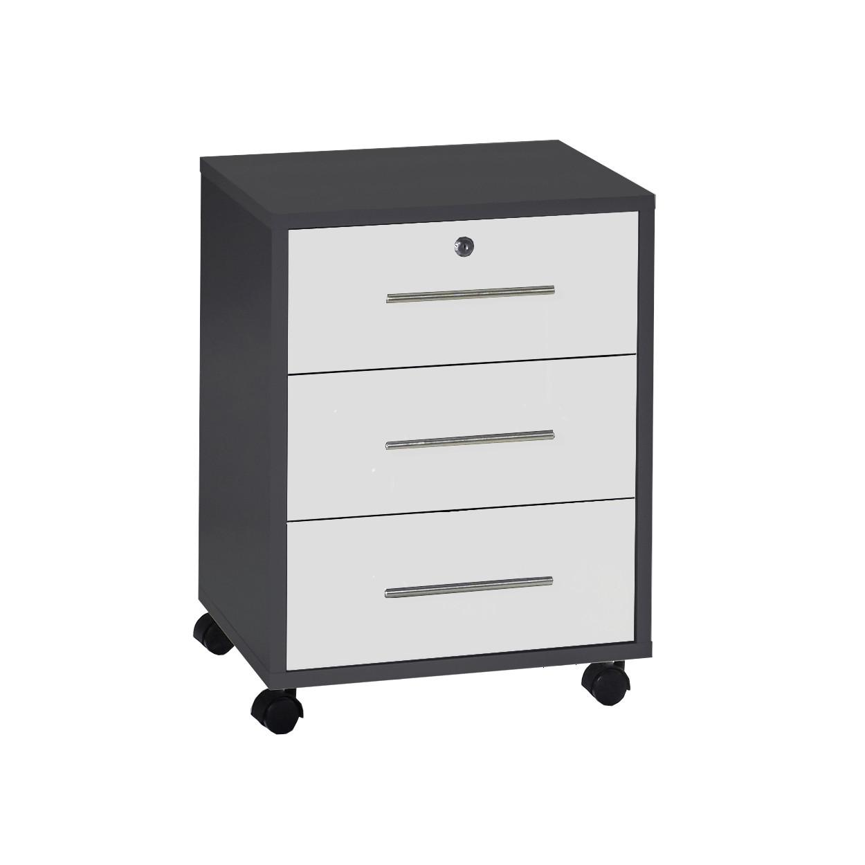 ROLLCONTAINER OFFICE EDITION - Anthrazit/Silberfarben, LIFESTYLE, Holzwerkstoff/Metall (44/58/40cm) - MID.YOU