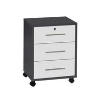 ROLLCONTAINER OFFICE EDITION - Anthrazit/Silberfarben, LIFESTYLE, Holzwerkstoff/Metall (44/58/40cm) - MID.YOU