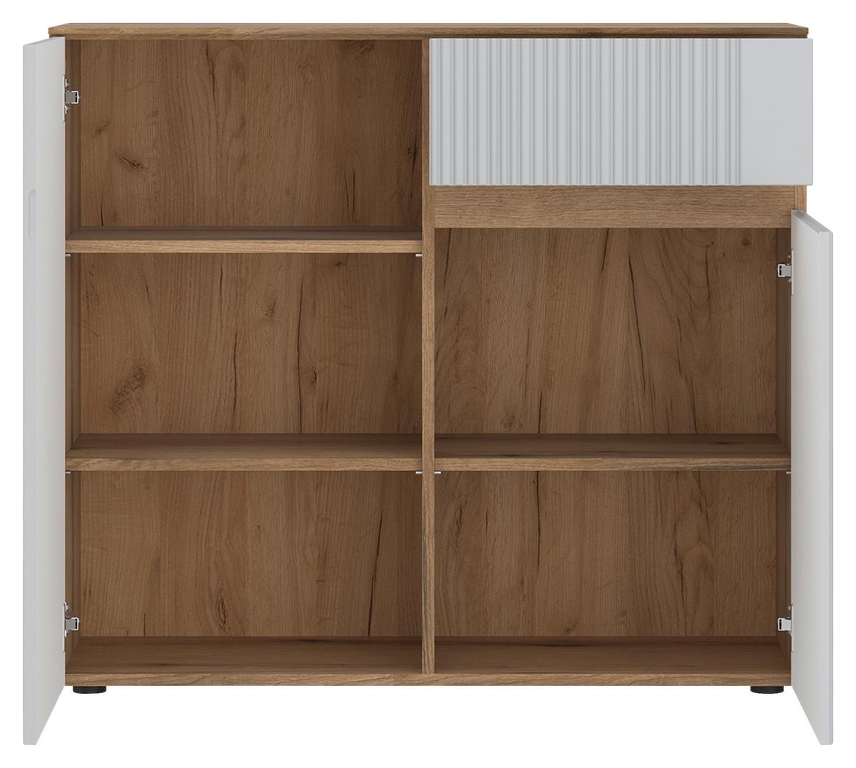 Komoda Shirley - boje hrasta/svijetlo siva, Trend, drvni materijal/plastika (100/88,3/40cm) - Modern Living