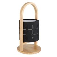 Tischleuchte Ninja in Schwarz/Natur max. 40 Watt - Schwarz/Naturfarben, Natur, Holz/Textil (16/33cm) - Globo
