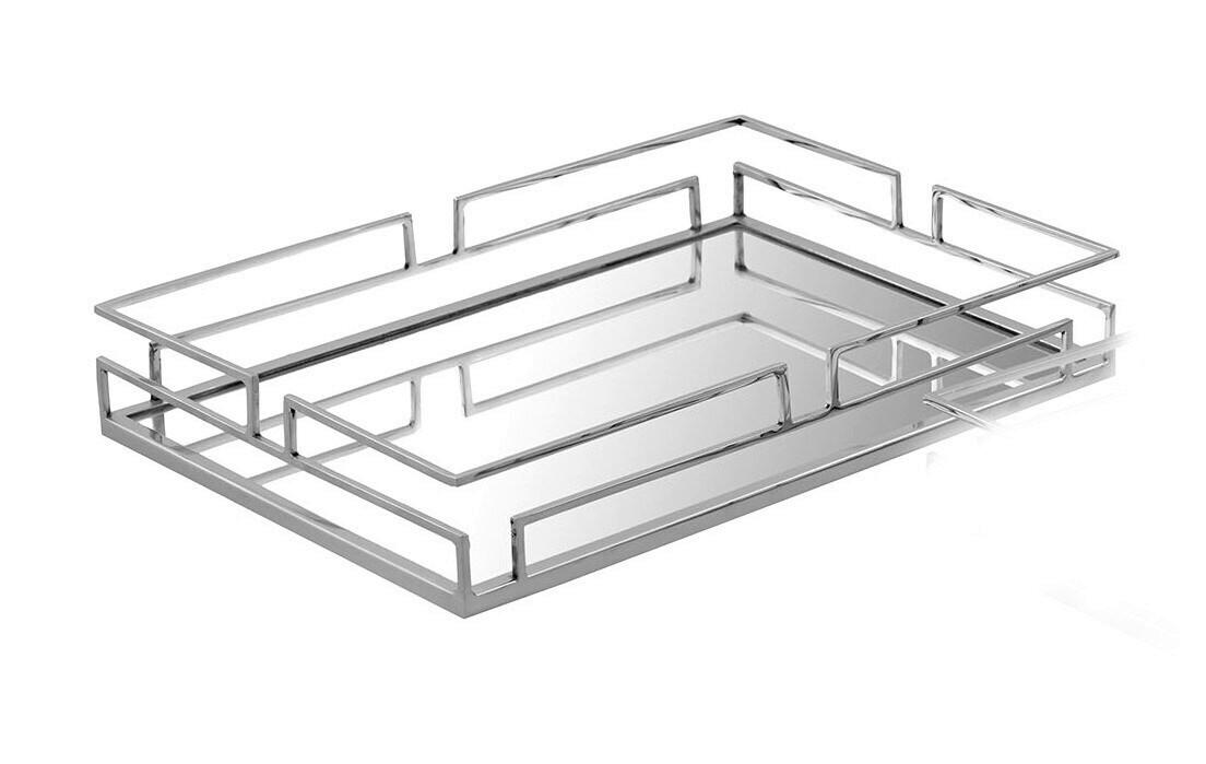 TACA DO SERWOWANIA 524938-2 - kolor niklowy/kolor chromowy, Lifestyle, metal (43/30/8cm) - Ambia Home
