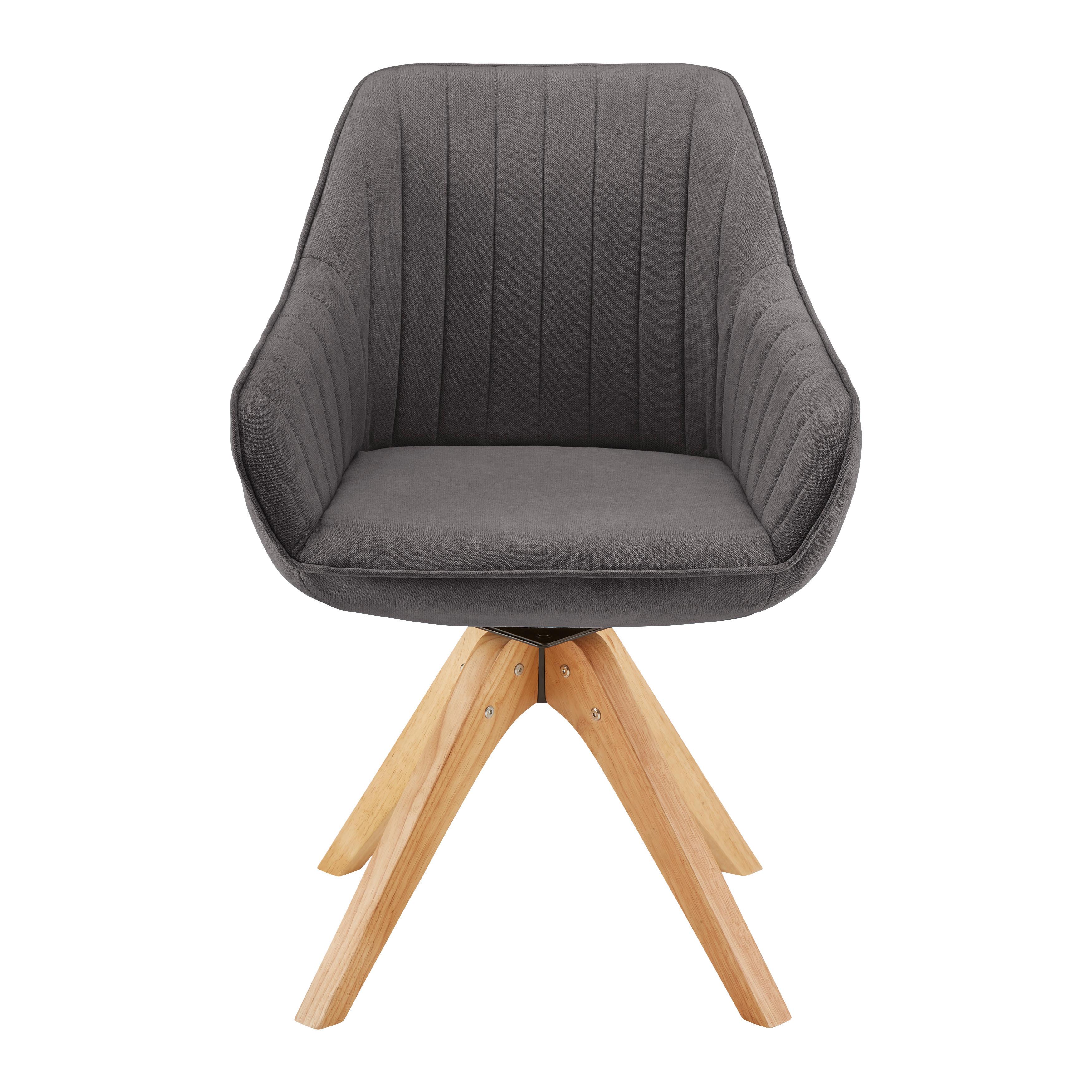 Armlehnstuhl "Leonie",drehbar, hellgrau, Echtholz Beine - Eichefarben/Hellgrau, MODERN, Holz/Textil (60/84/61cm) - Bessagi Home