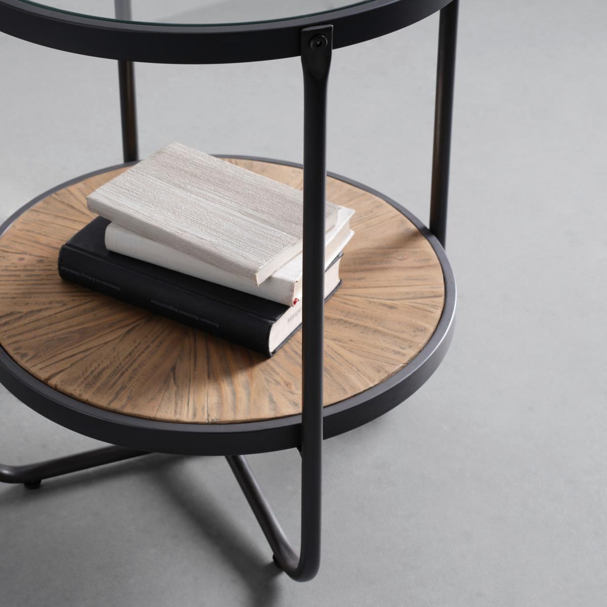 STOLIK BOCZNY VETRO -TREND- - kolor naturalny/czarny, Lifestyle, materiał drewnopochodny/metal (45/55/45cm) - Zandiara