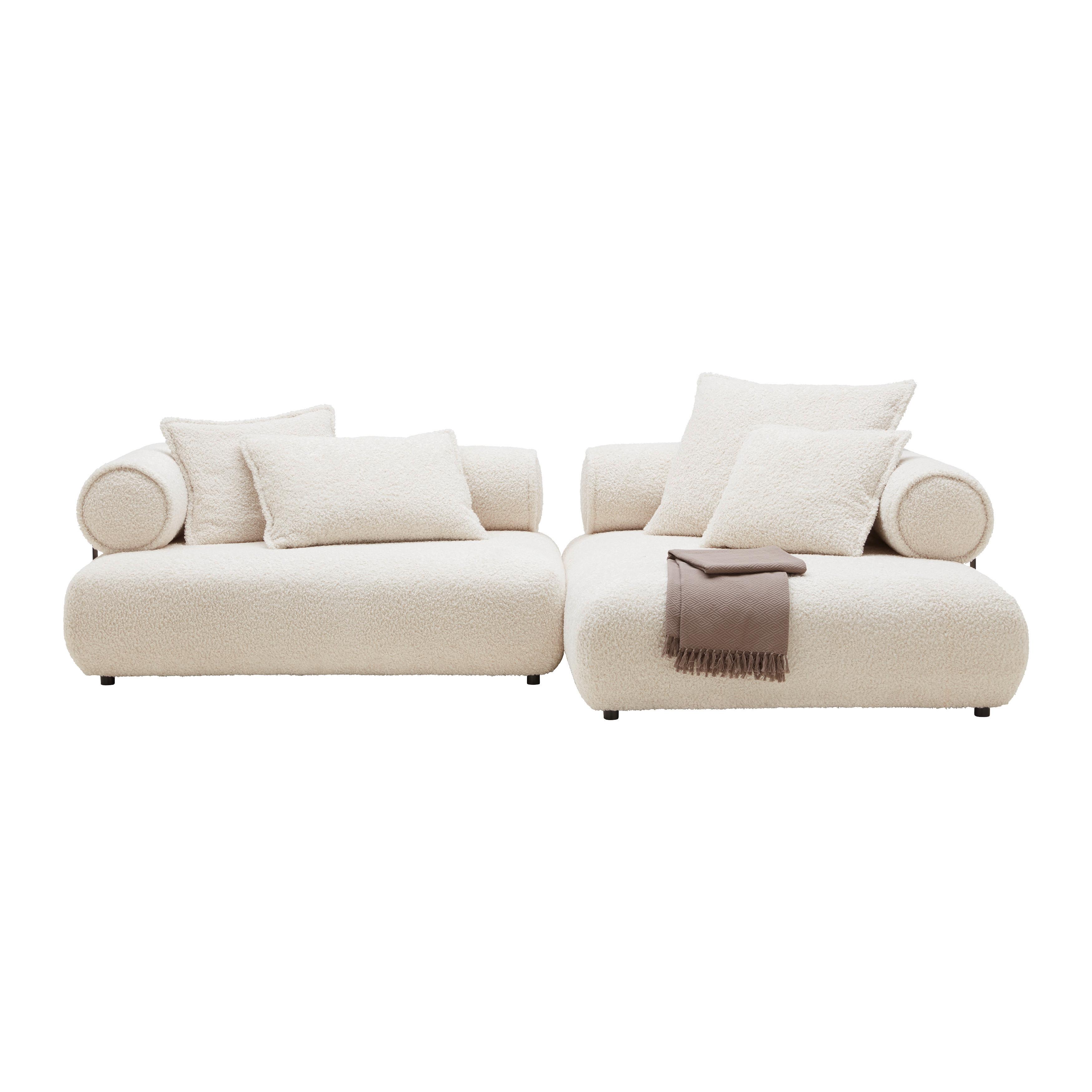 Wohnlandschaft Casimir in Weiss - Creme/Schwarz, LIFESTYLE, Kunststoff/Textil (310/180cm) - Premium Living