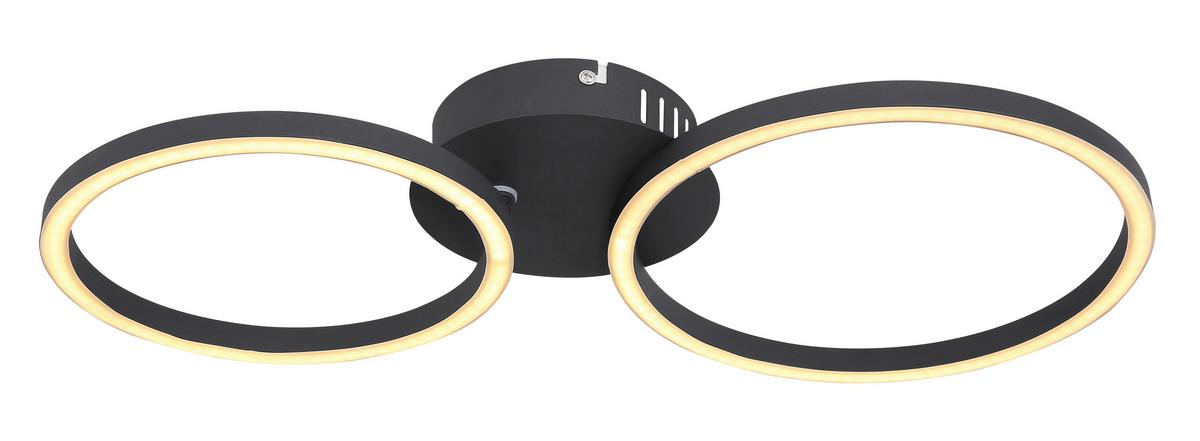 Stropna Led-svetilka Kendy, S Sijalko - črna/opal, Basics, kovina/umetna masa (49/25/7,2cm) - Globo
