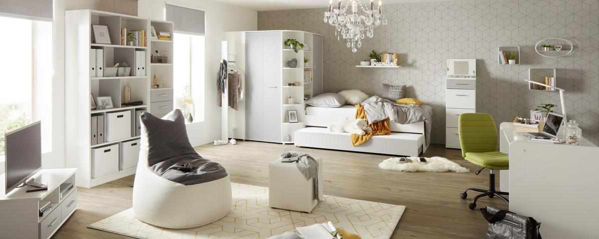 Kommode in Weiss - Weiss/Hellgrau, Holzwerkstoff/Kunststoff (46/121/40cm) - Mömax