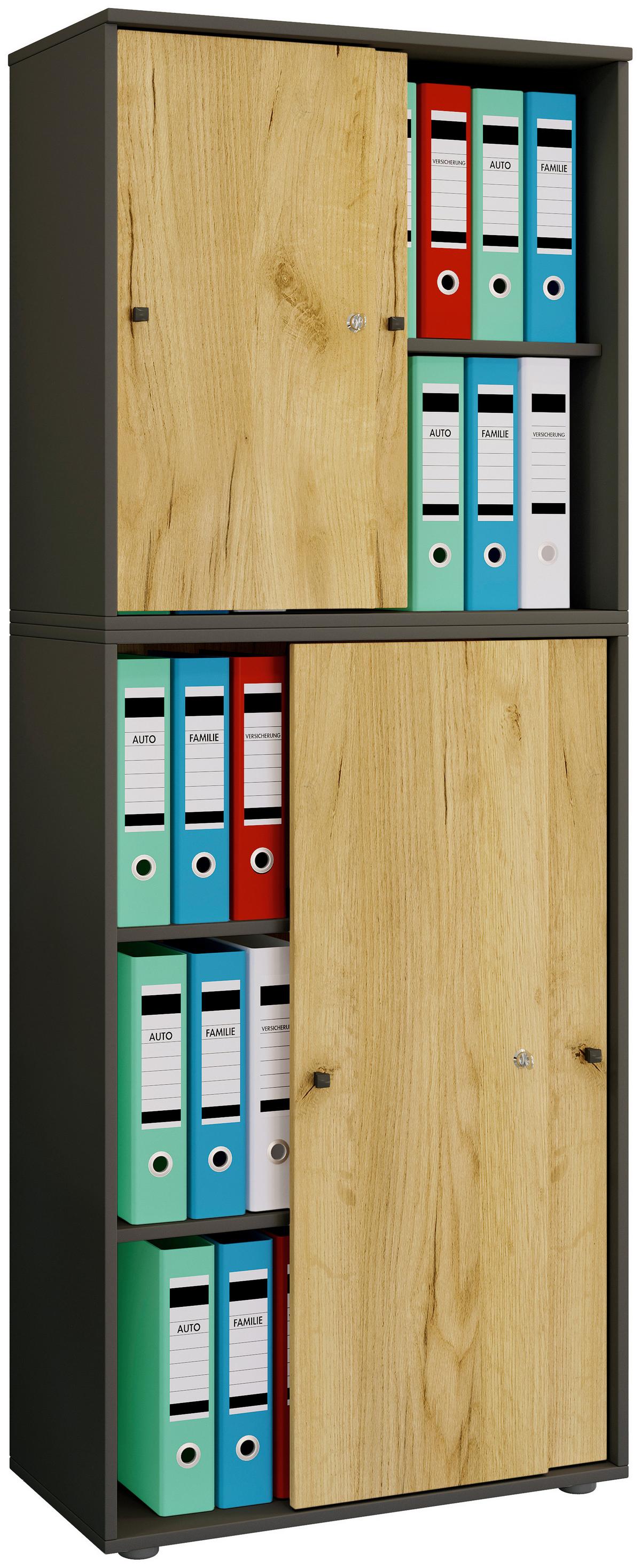 AKTENSCHRANK LONA XXL - Honigeiche/Anthrazit, Design, Holzwerkstoff (70/183/37cm) - MID.YOU