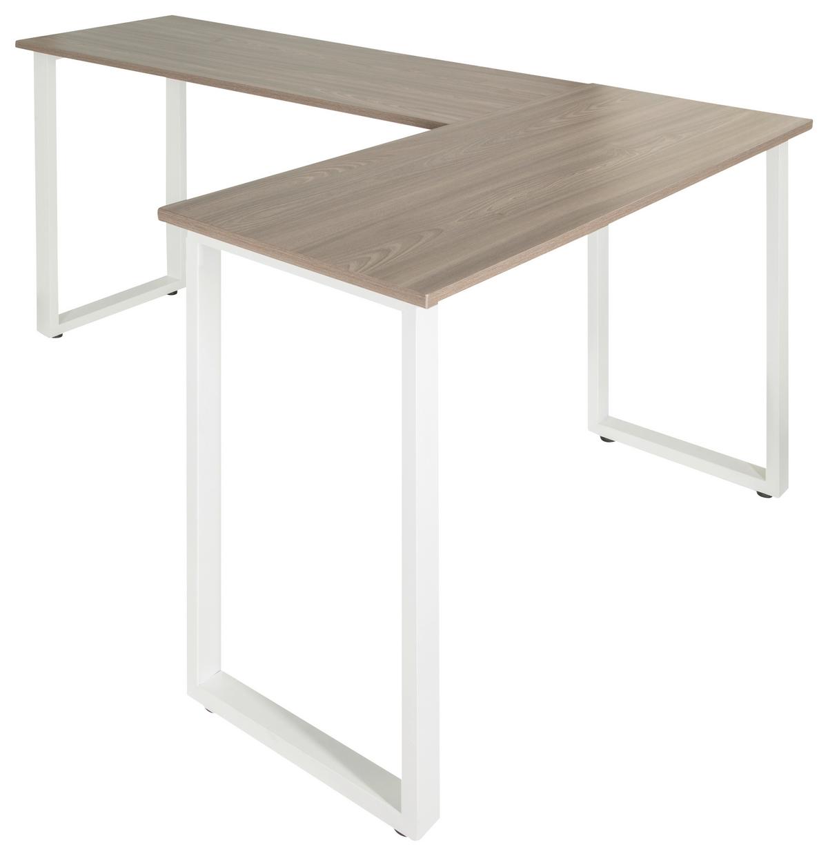 Kotna Pisalna Miza Workspace Basic I, Siva, Bela - siva/bela, Basics, kovina/leseni material (165/120/75cm) - MID.YOU