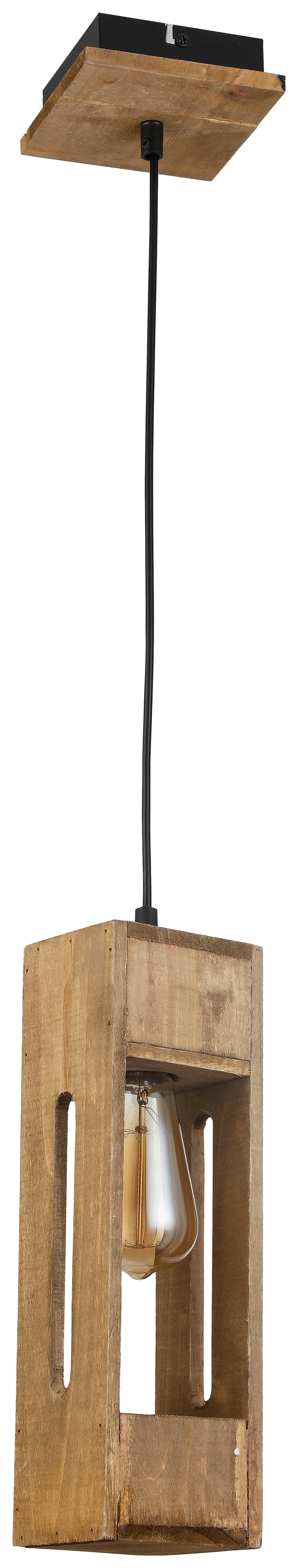 Hängeleuchte Emira max. 15 Watt - Schwarz/Naturfarben, Lifestyle, Holz/Kunststoff (12/12/120cm) - Premium Living