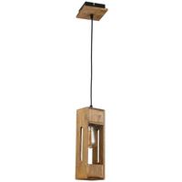 Hängeleuchte Emira max. 15 Watt - Schwarz/Naturfarben, Lifestyle, Holz/Kunststoff (12/12/120cm) - Premium Living