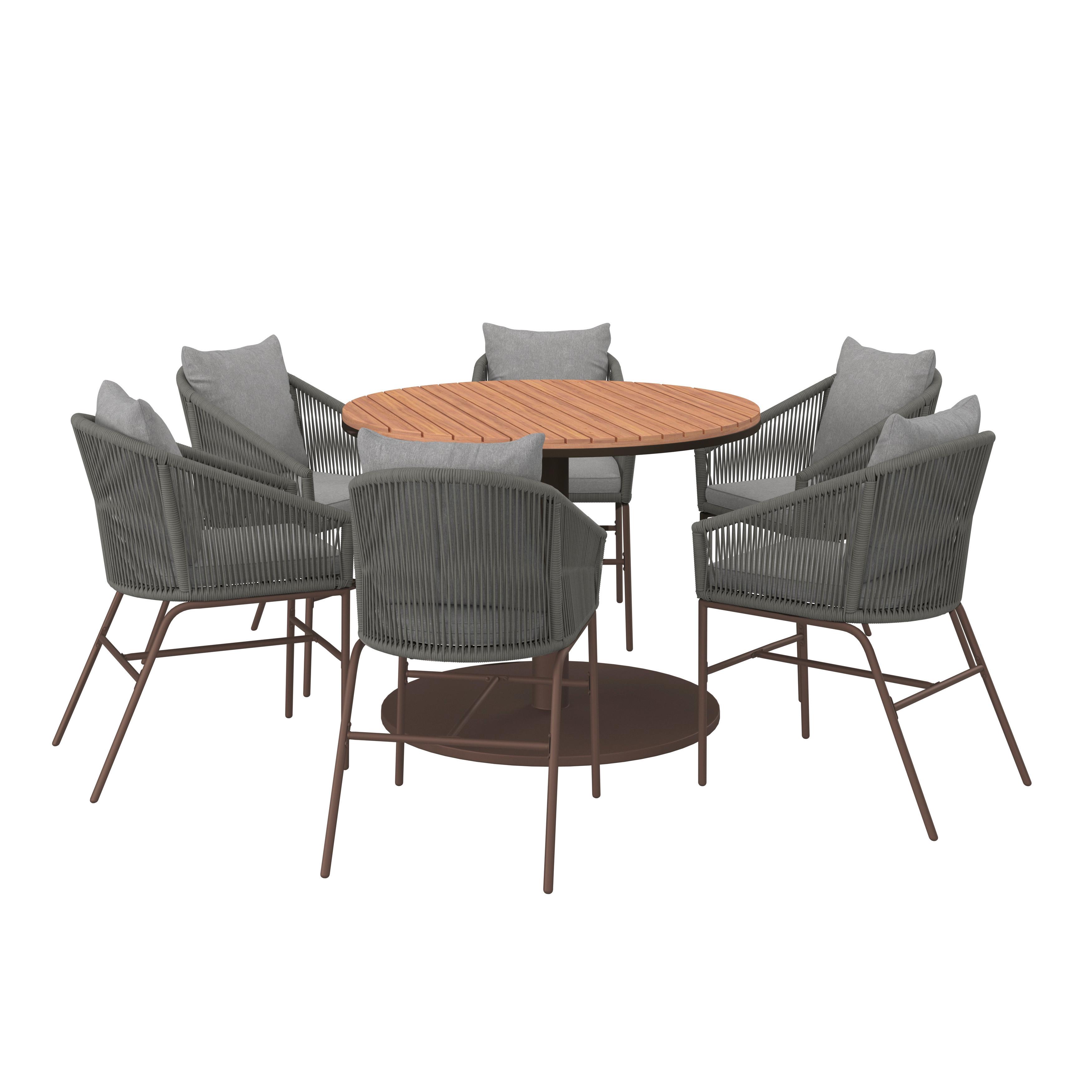 Gartengarnitur Giovanna Grau Outdoorstoff/Metall/Akazie - Braun/Grau, MODERN, Holz/Textil (100/74cm) - Bessagi Garden