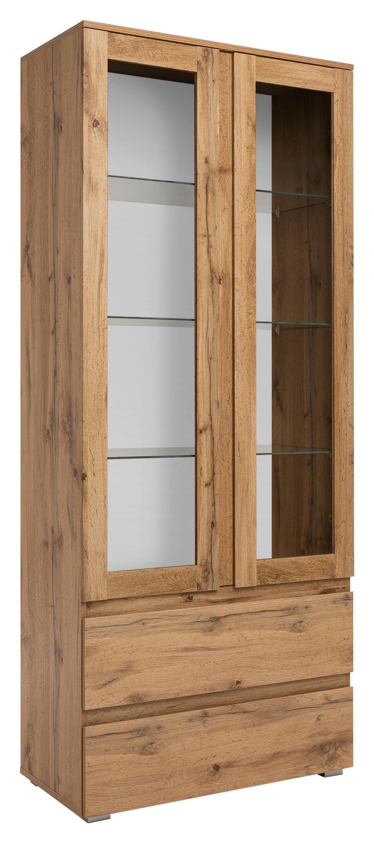 Vitrina Image, Barva Hrasta - srebrne barve/barve hrasta, Konvencionalno, steklo/leseni material (80/191/40cm) - MID.YOU