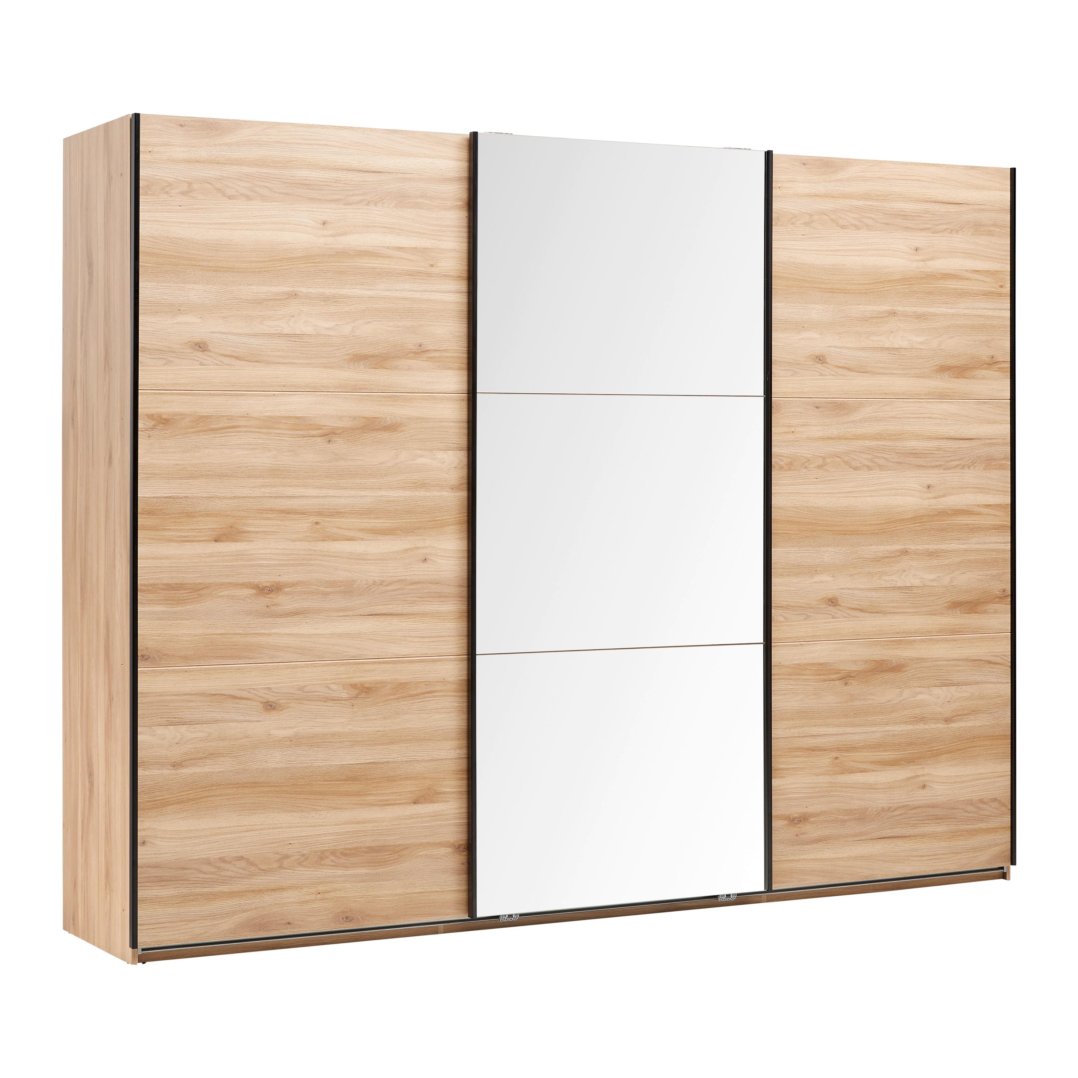 Schwebetürenschrank Rabina Eichefarben - Eichefarben/Schwarz, KONVENTIONELL, Glas/Holzwerkstoff (270/210/60cm) - Mömax