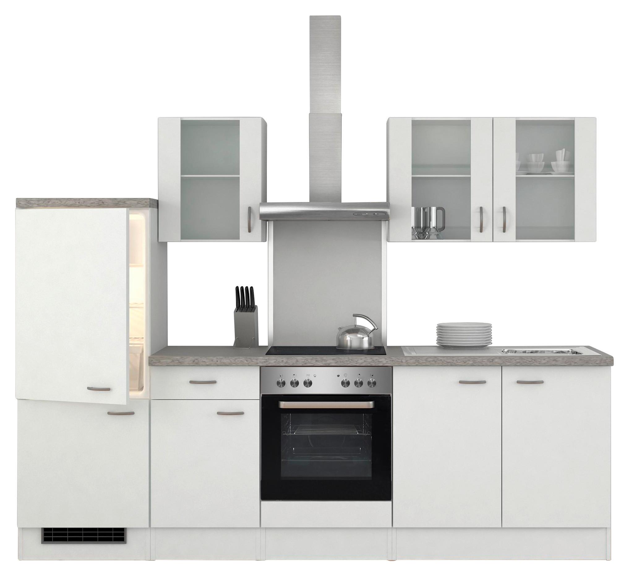 Kuhinjski Blok Z Aparati Wito, Bela - barve nerjavečega jekla/bela, Moderno, umetna masa/steklo (270cm) - FlexWell