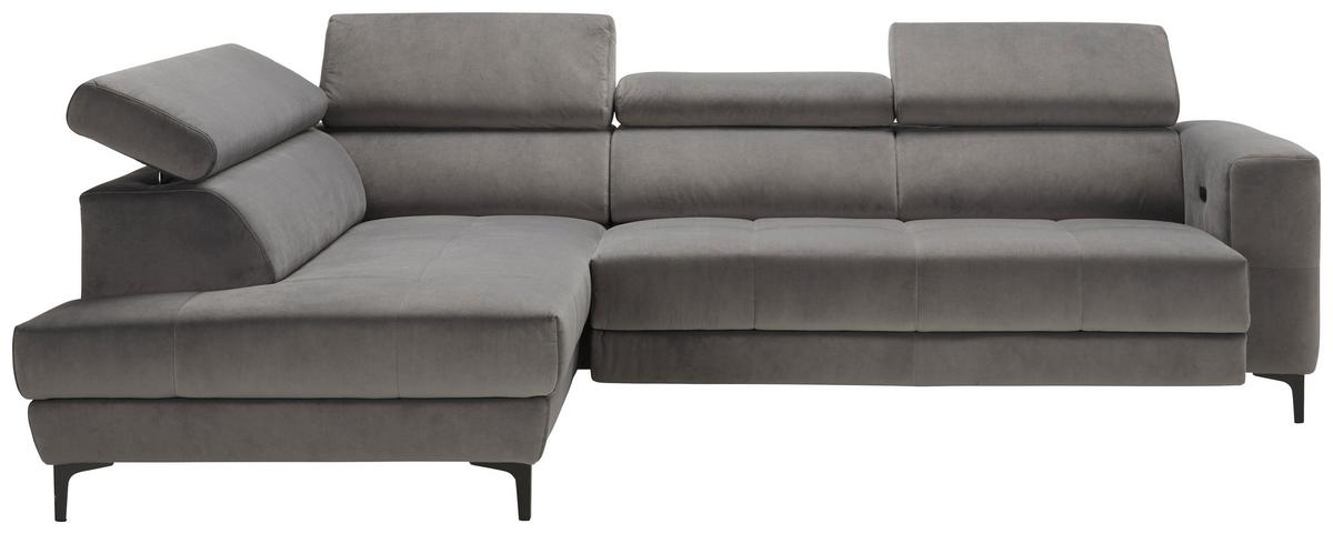Wohnlandschaft Emma links Grau - Schwarz/Grau, MODERN, Textil (210/47/301cm) - Premium Living
