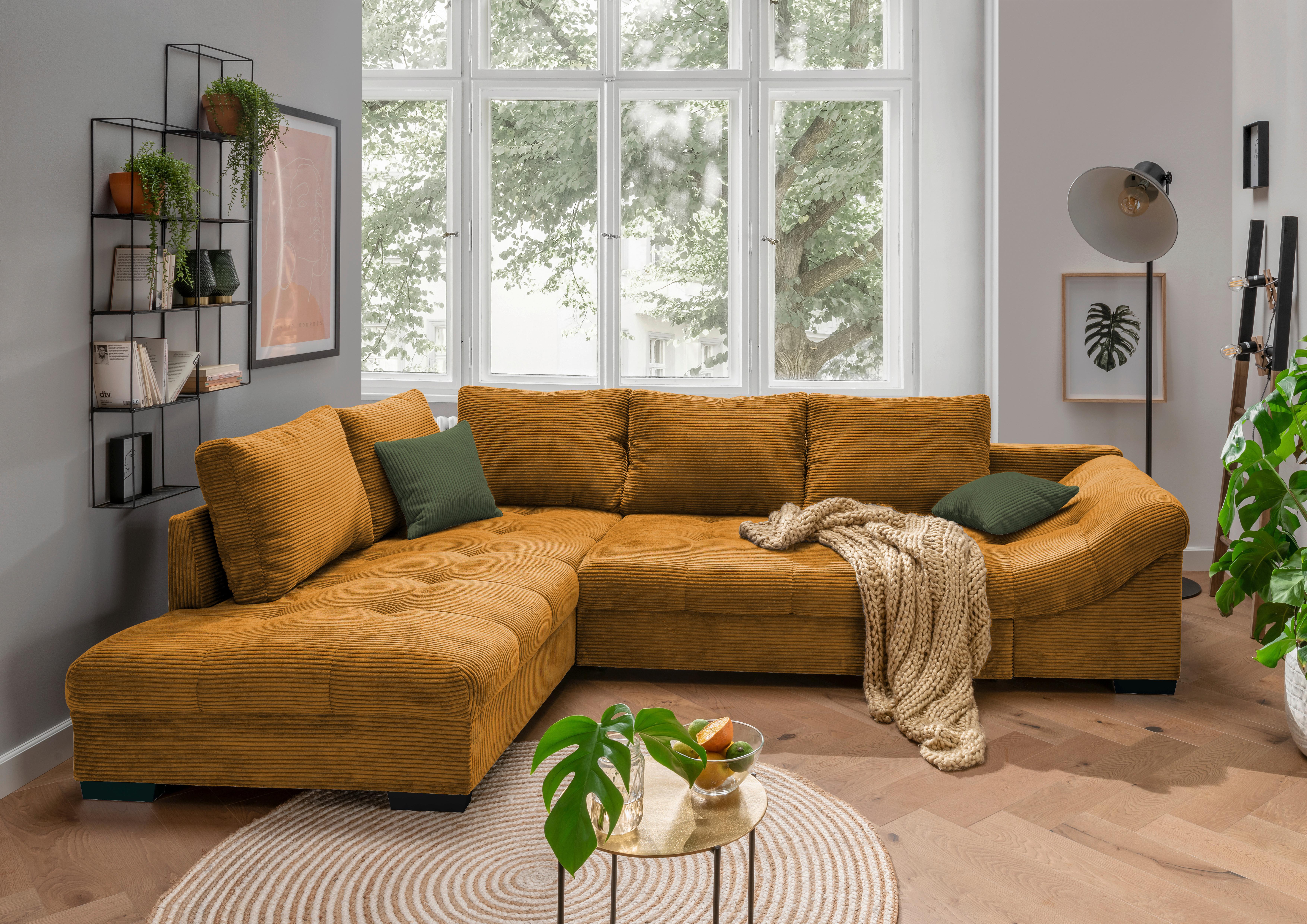HÖRNSOFFA ALVITO - cognacfärgad/svart, Design, trä/textil (202/298cm) - P & B