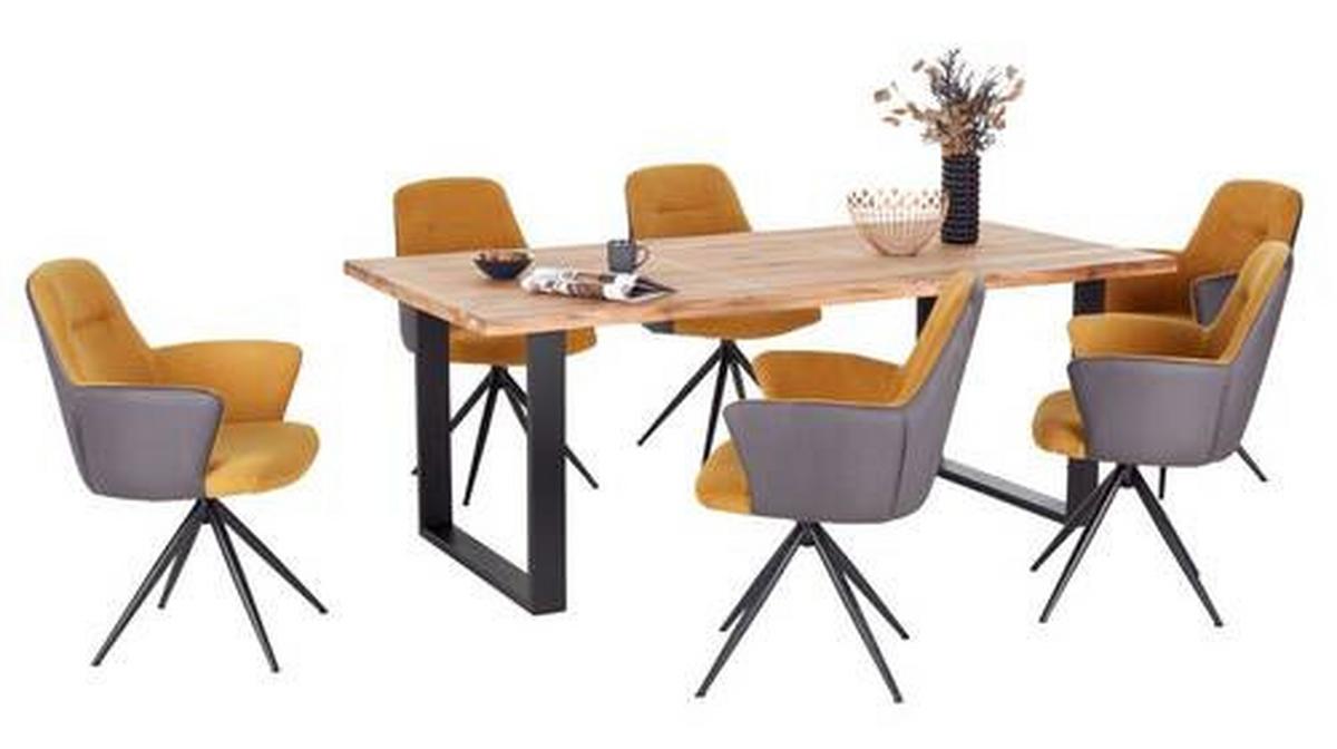 Jedilna Miza Wood 200, Hrast, Masivno, 200x100 - črna/naravne barve, Konvencionalno, kovina/les (200/75/100cm) - James Wood