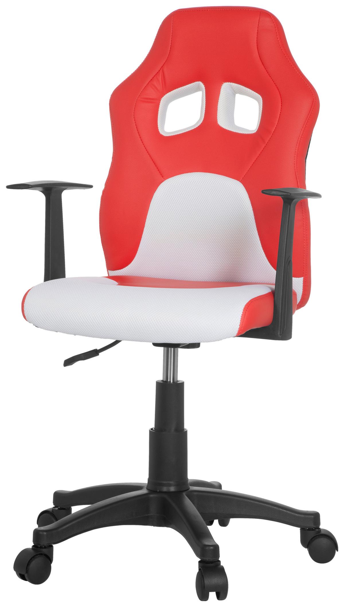 Mladinski Vrtljivi Stol Teen Game Al, Bela, Rdeča - rdeča/črna, Moderno, umetna masa/tekstil (54/105/48cm) - MID.YOU