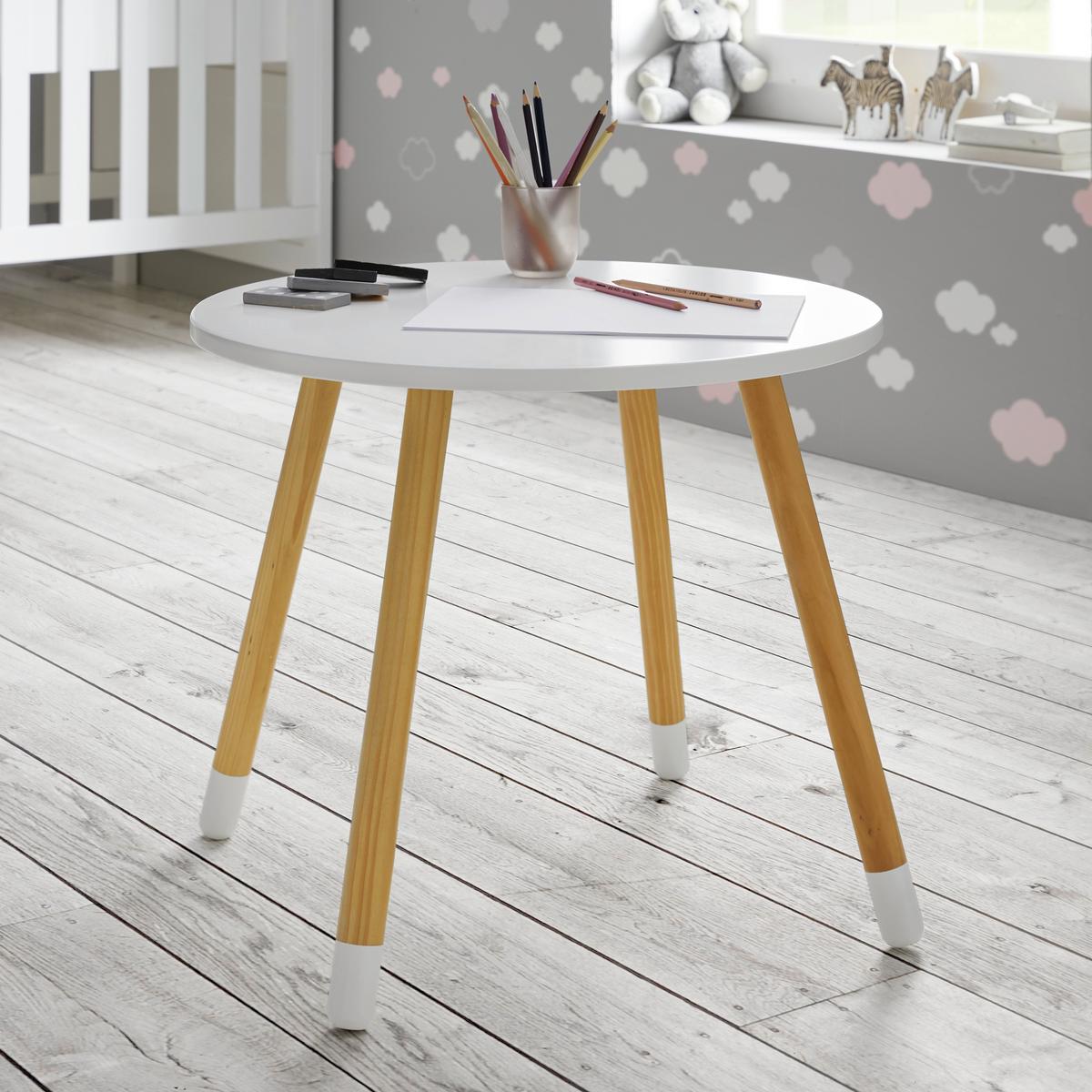 Kindertisch Leni Weiß/ /Pinie Echtholz Ø ca. 55,9 cm - Weiß/Pinienfarben, MODERN, Holz (55,9/55,9/49,5cm) - Bessagi Kids