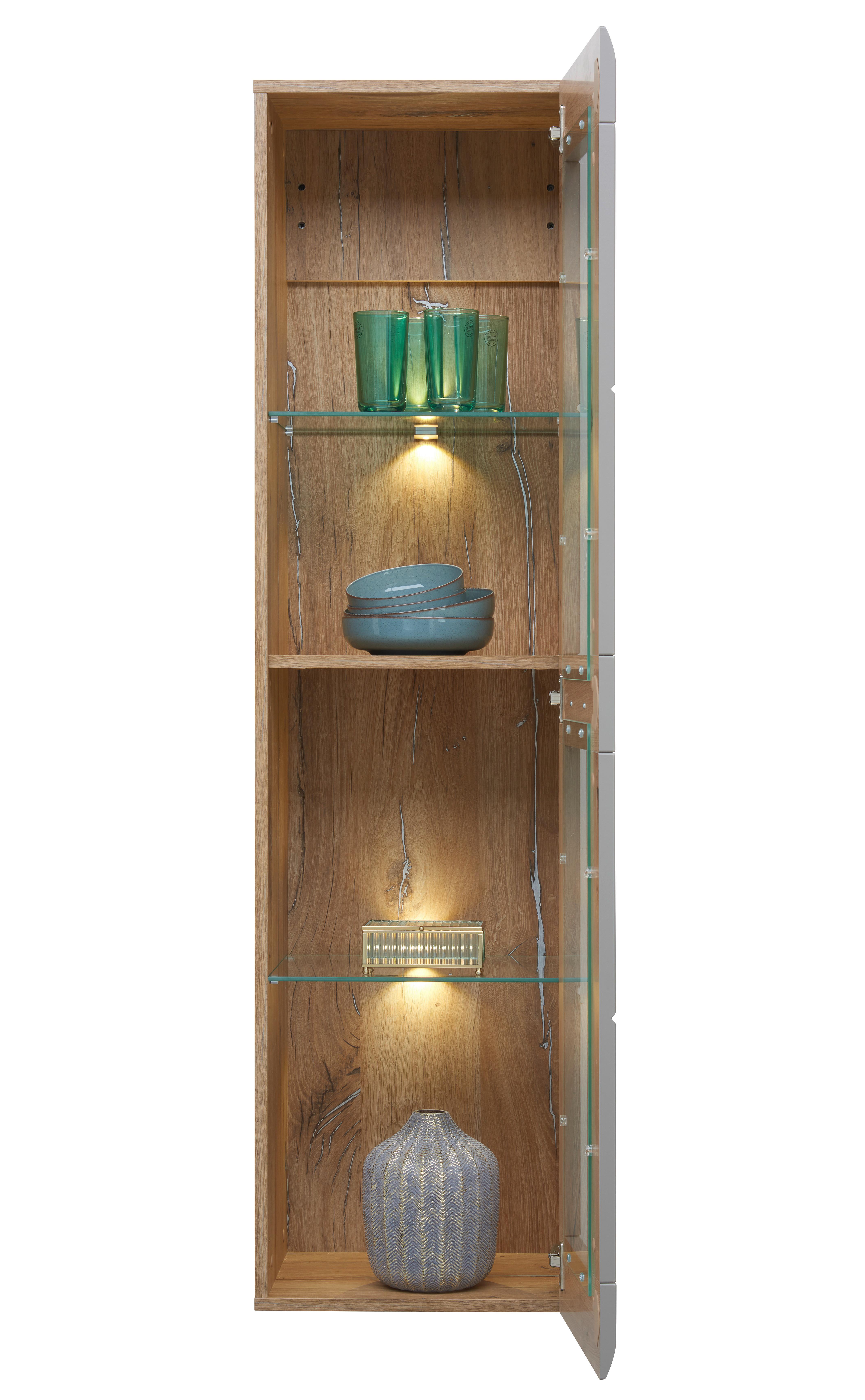 Viseća Vitrina Auris - siva, Moderno, staklo/drvni materijal (40,3/153,4/37,1cm) - Modern Living