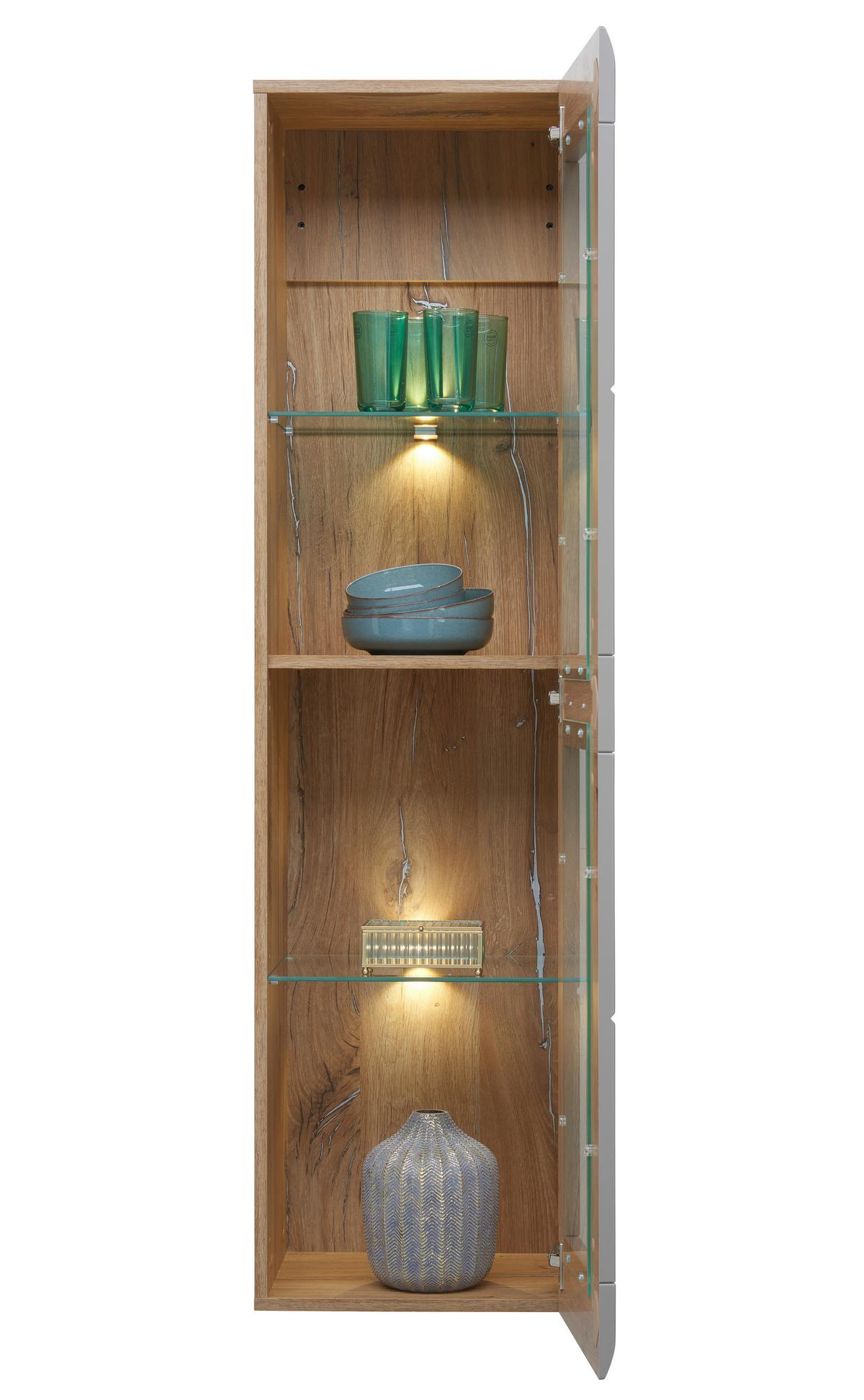 Viseća Vitrina Auris - siva, Moderno, staklo/drvni materijal (40,3/153,4/37,1cm) - Modern Living