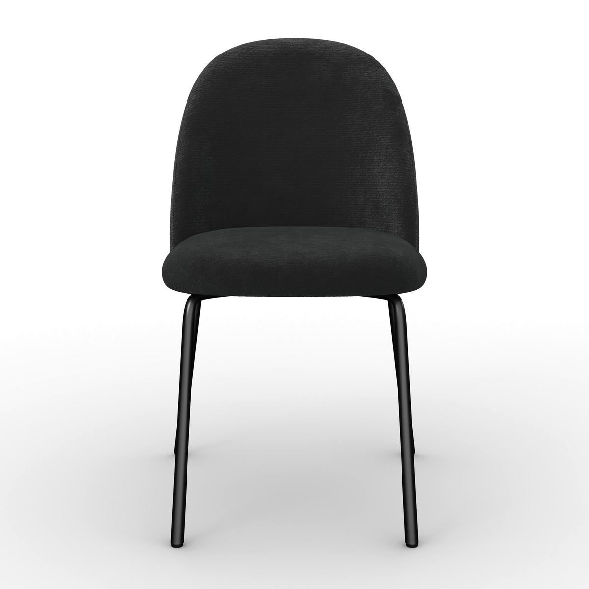 Stuhl Elora Schwarz Webstoff Gepolstert - Schwarz, MODERN, Textil/Metall (48/86/55cm) - Bessagi Home