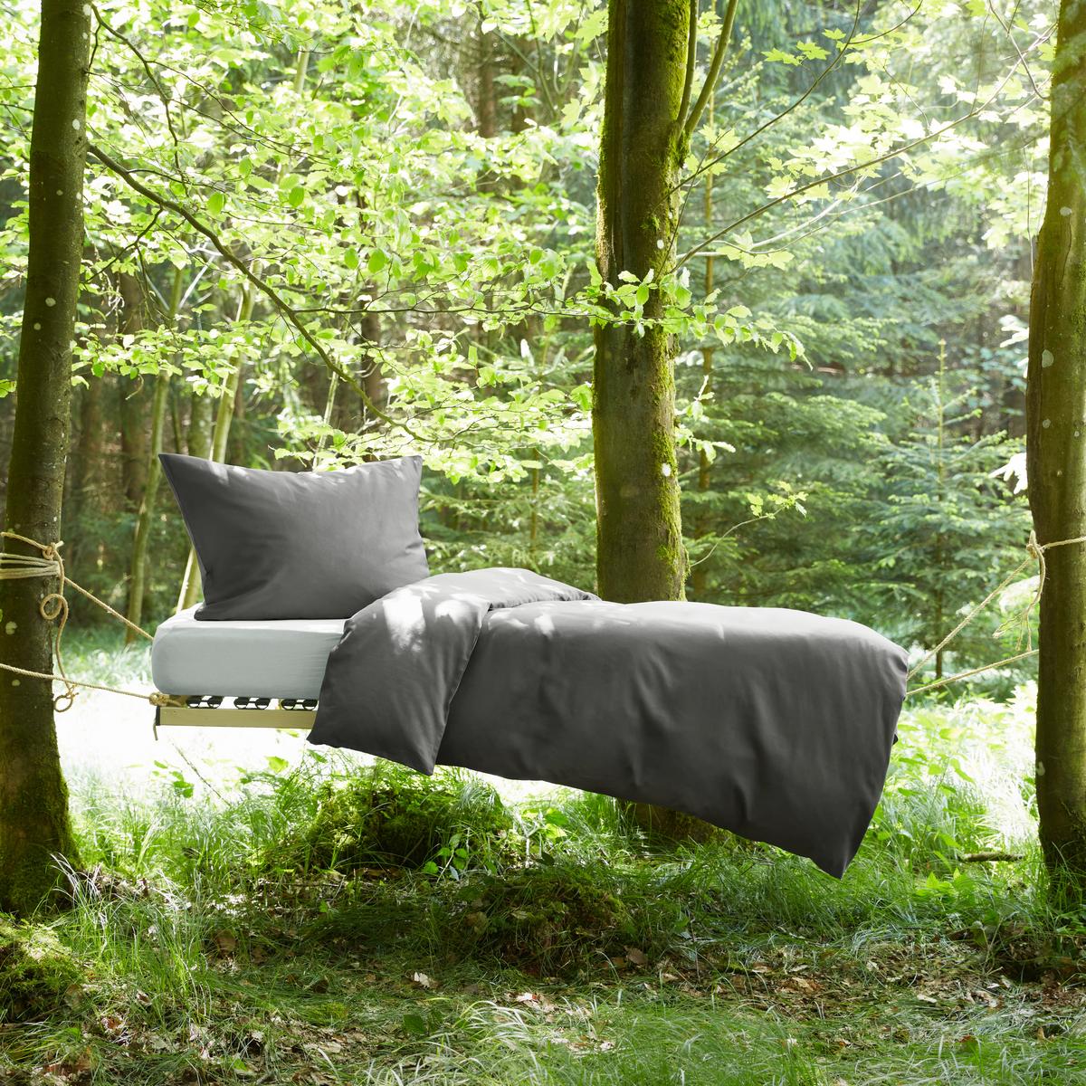 Bettwäsche Bio-Sophia Uni Anthrazit ca. 140x200cm - Anthrazit, Natur, Textil (140/200cm) - ecoTree