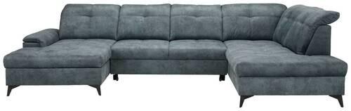 Kutna Garnitura Sierra - plavkastosiva/crna, Moderno, tekstil/metal (181/364/230cm) - Modern Living
