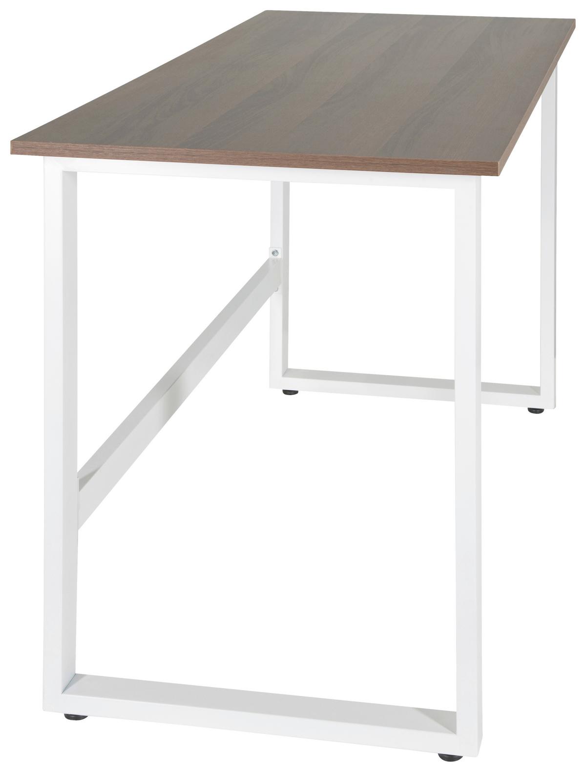 Pisalna Miza Workspace Light I, Bela, Oreh - barva oreha/bela, Basics, kovina/leseni material (120/60/76cm) - MID.YOU