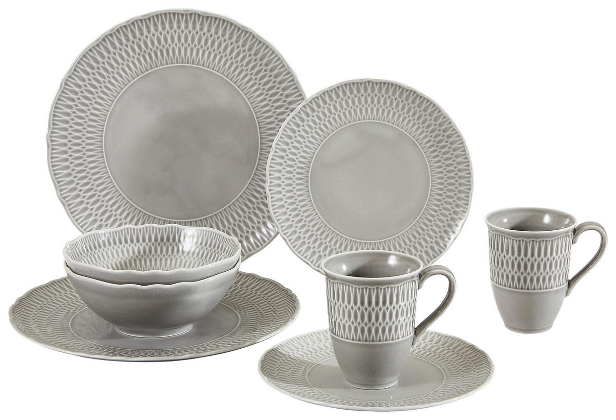 Kombiservice Sofia Stone in Grau, 8-teilig - Grau, Trend, Keramik (39,5/43/37cm) - Creatable