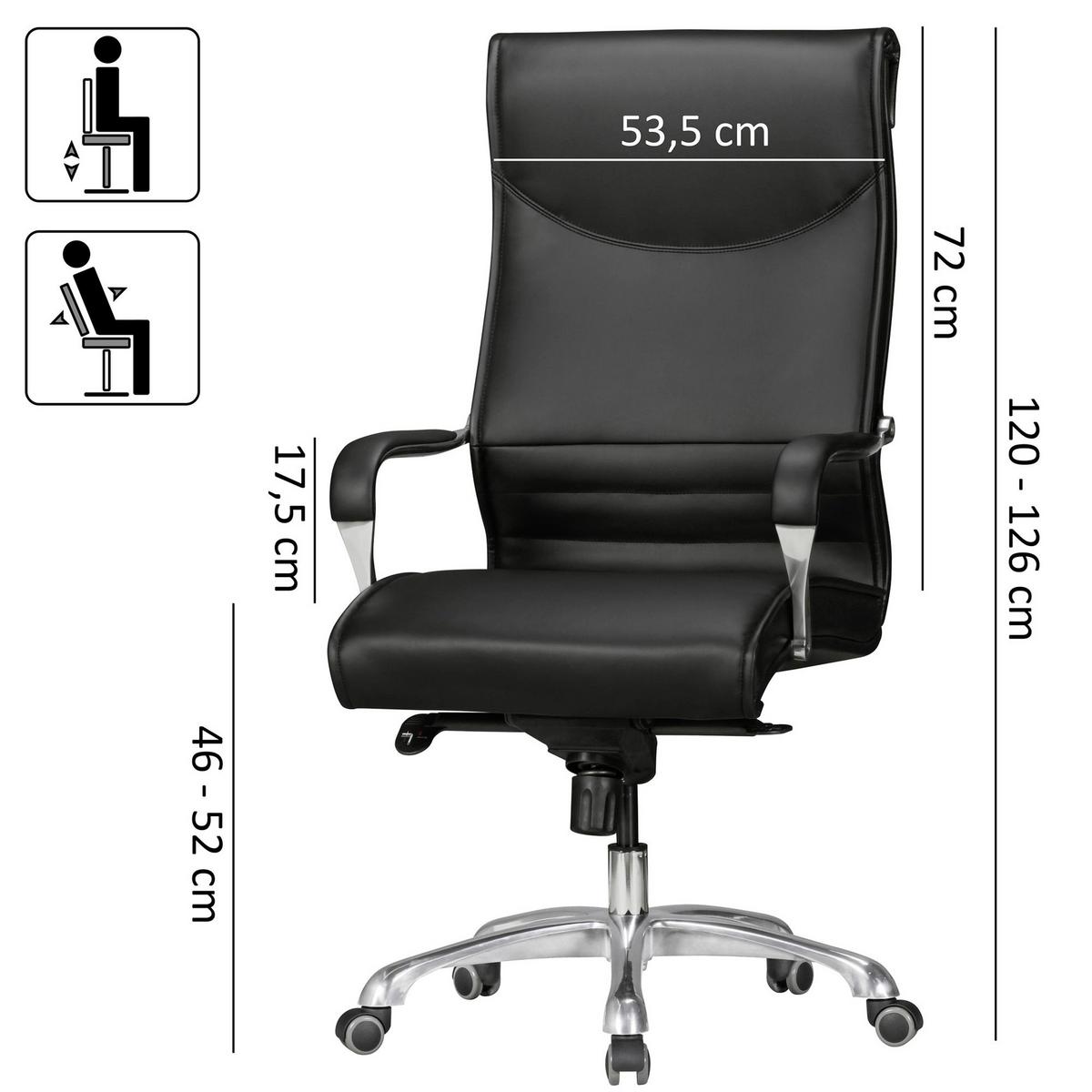 Pisarniški Stol Bigboss - črna/barve aluminija, Konvencionalno, kovina/umetna masa (61/126/60cm) - MID.YOU