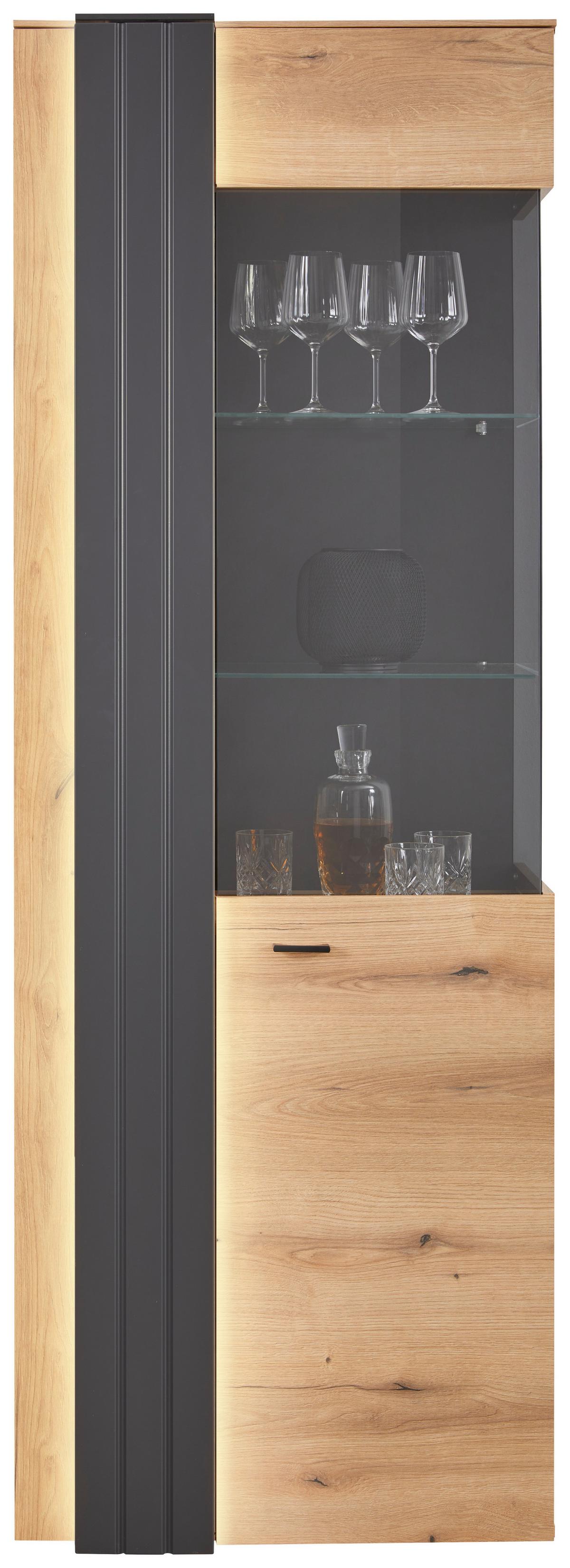 Vitrine in Eiche/Grau - Modern, Glas/Holzwerkstoff (71,8/203/44,8cm) - Mömax