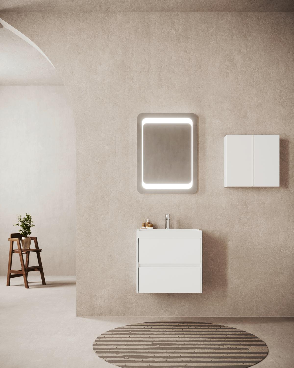 Element S Umivaonikom Portofino - bijela visoki sjaj/antracit, Moderno, drvni materijal/prirodni materijali (60/51/40cm)