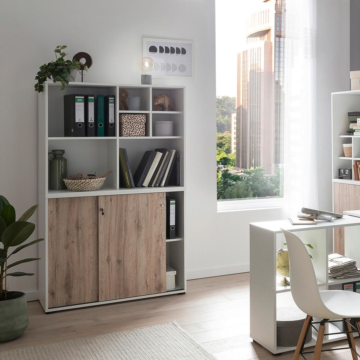 Aktenschrank U 1000 ST WeißW.eiche ca.100,1x83,6x41cm - Wildeiche/Weiß, MODERN, Holzwerkstoff (100,1/83,6/41cm) - MID.YOU