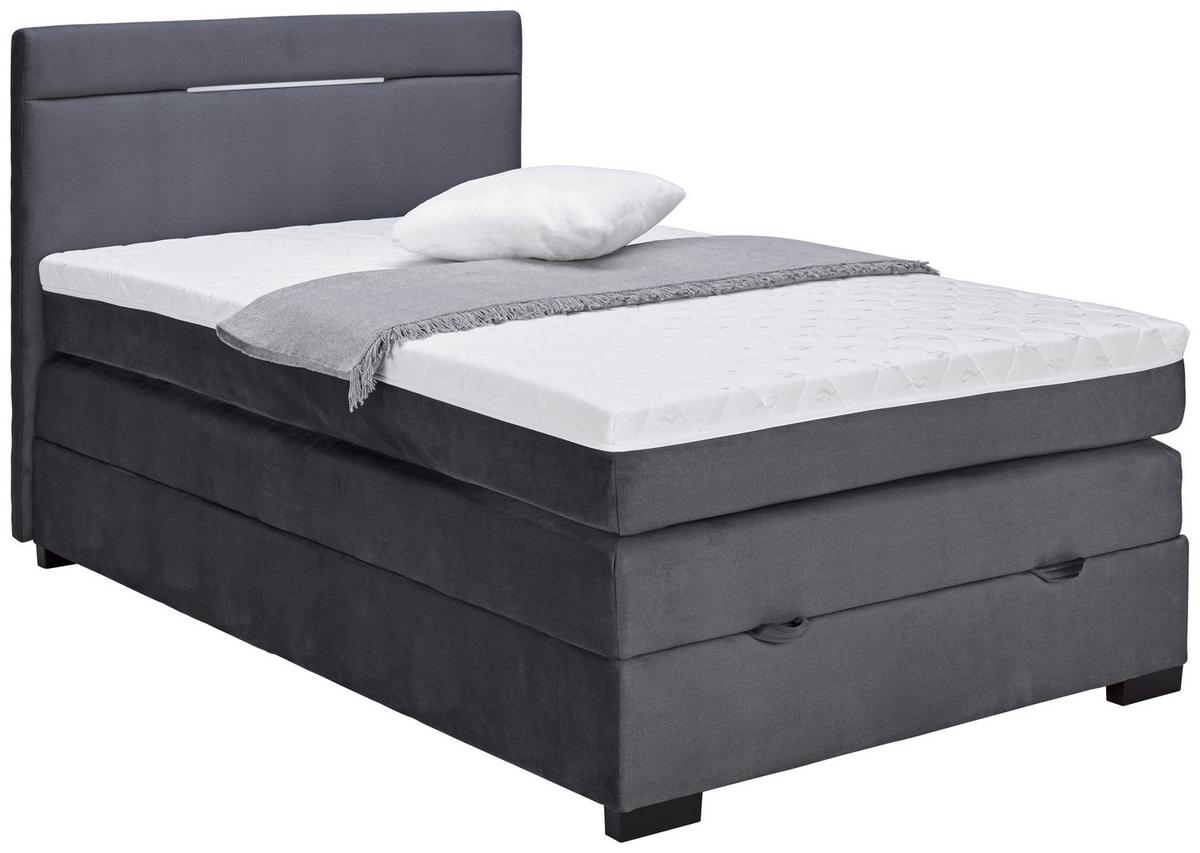 Boxspring Krevet Tommy - boje grafita/tamno siva, Moderno, drvni materijal/tekstil (120/200cm) - Modern Living