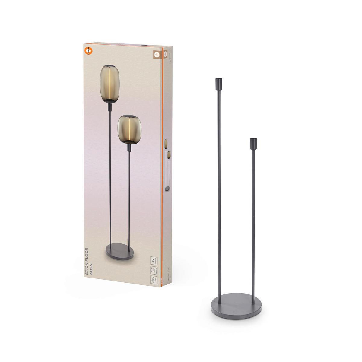 LAMPA STOJĄCA DECOR STICK FLOOR 2XE27 DG - ciemnoszary, Basics, metal (32/146cm) - Osram