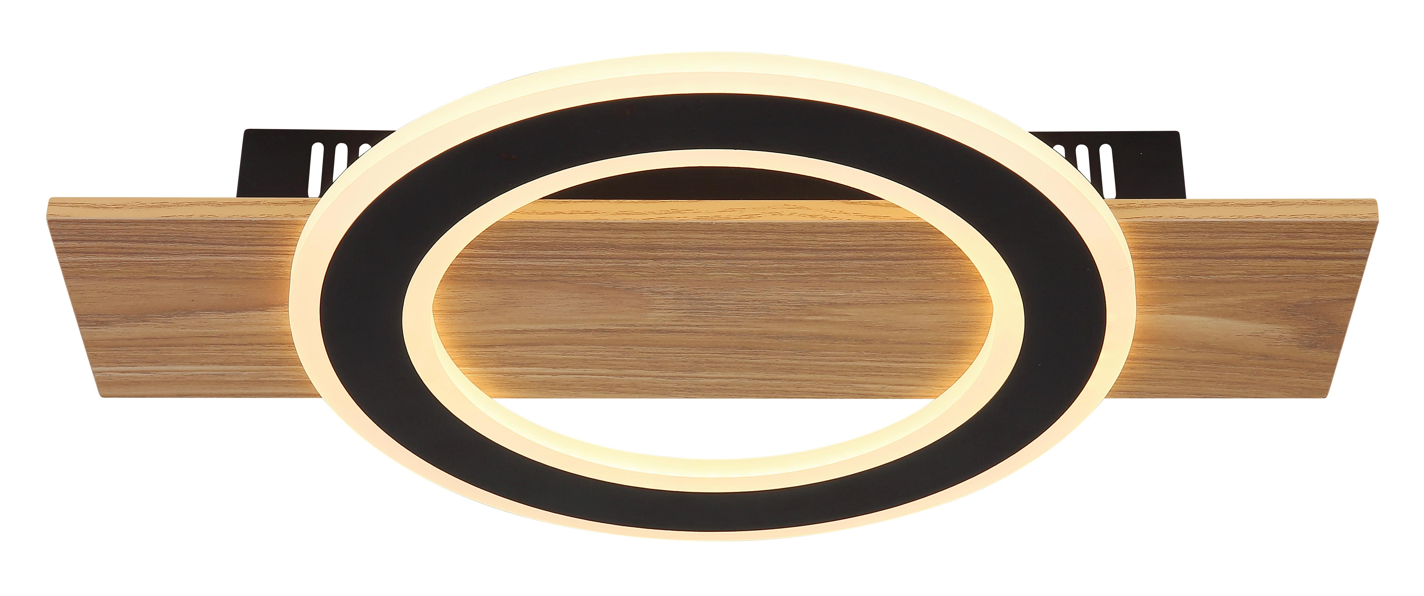 LED-DECKENLEUCHTE 48038-18 - Dunkelbraun/Opal, Natur, Kunststoff/Metall (44/29/5,2cm) - Globo