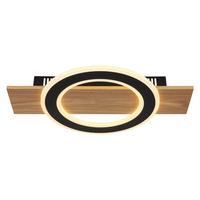 LED-DECKENLEUCHTE 48038-18 - Dunkelbraun/Opal, Natur, Kunststoff/Metall (44/29/5,2cm) - Globo