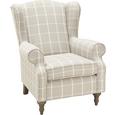 Ohrensessel Beige - Beige/Grau, ROMANTIK / LANDHAUS, Holz/Textil (83/102/87cm) - Zandiara
